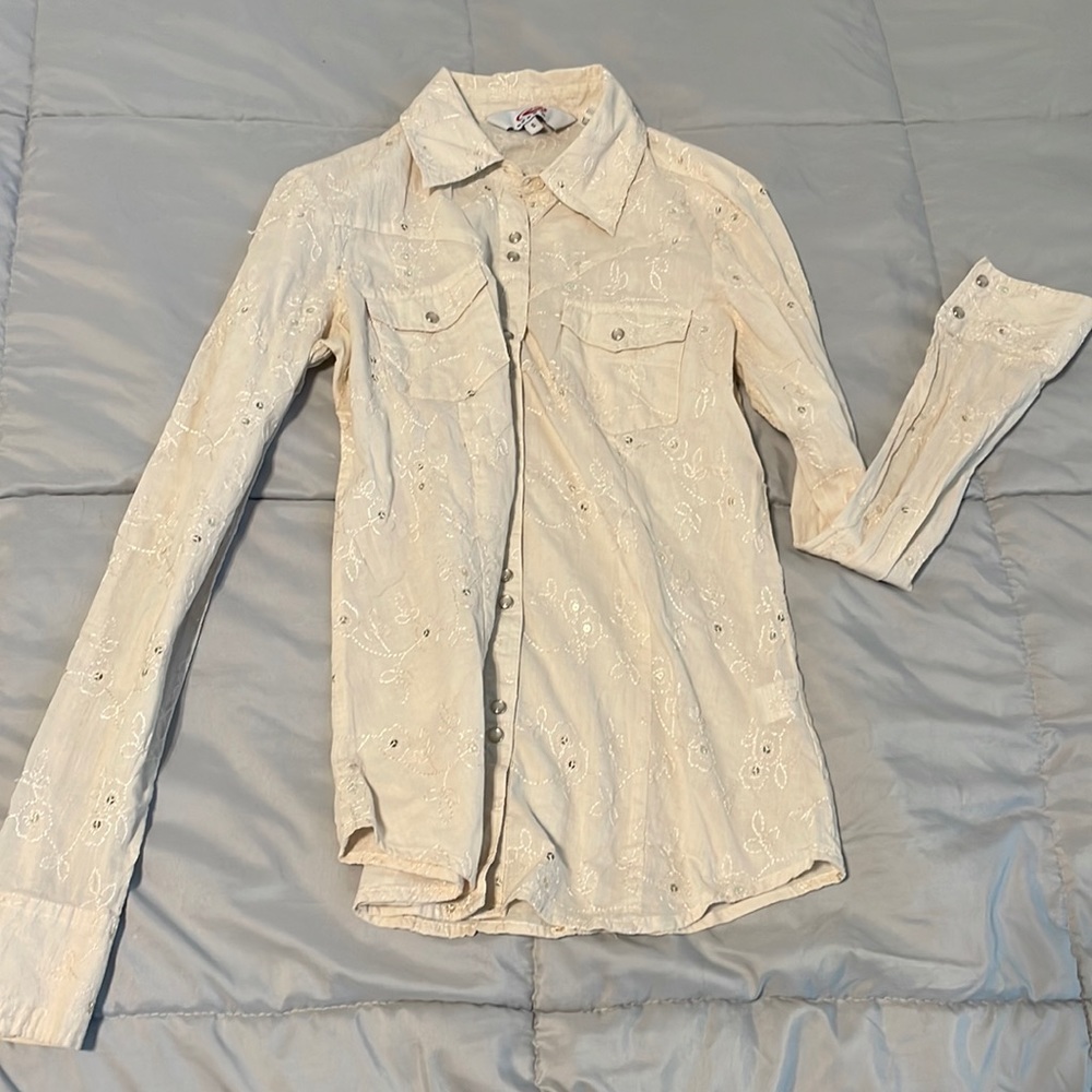Pink sequence pearl snap Roper cowgirl shirt